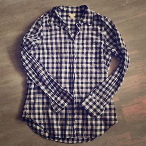J. Crew Checkered Button Up Top